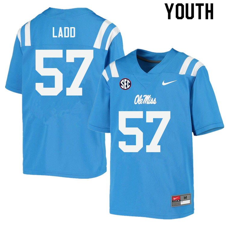 Clayton Ladd Ole Miss Rebels NCAA Youth Powder Blue #57 Stitched Limited College Football Jersey WES3158RT